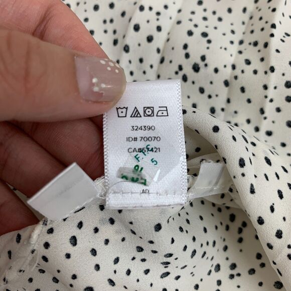 Loft Ann Taylor Pintuck Blouse Womens S Small Cream Ruffle Neck Polka Dot Sheer - Picture 11 of 13